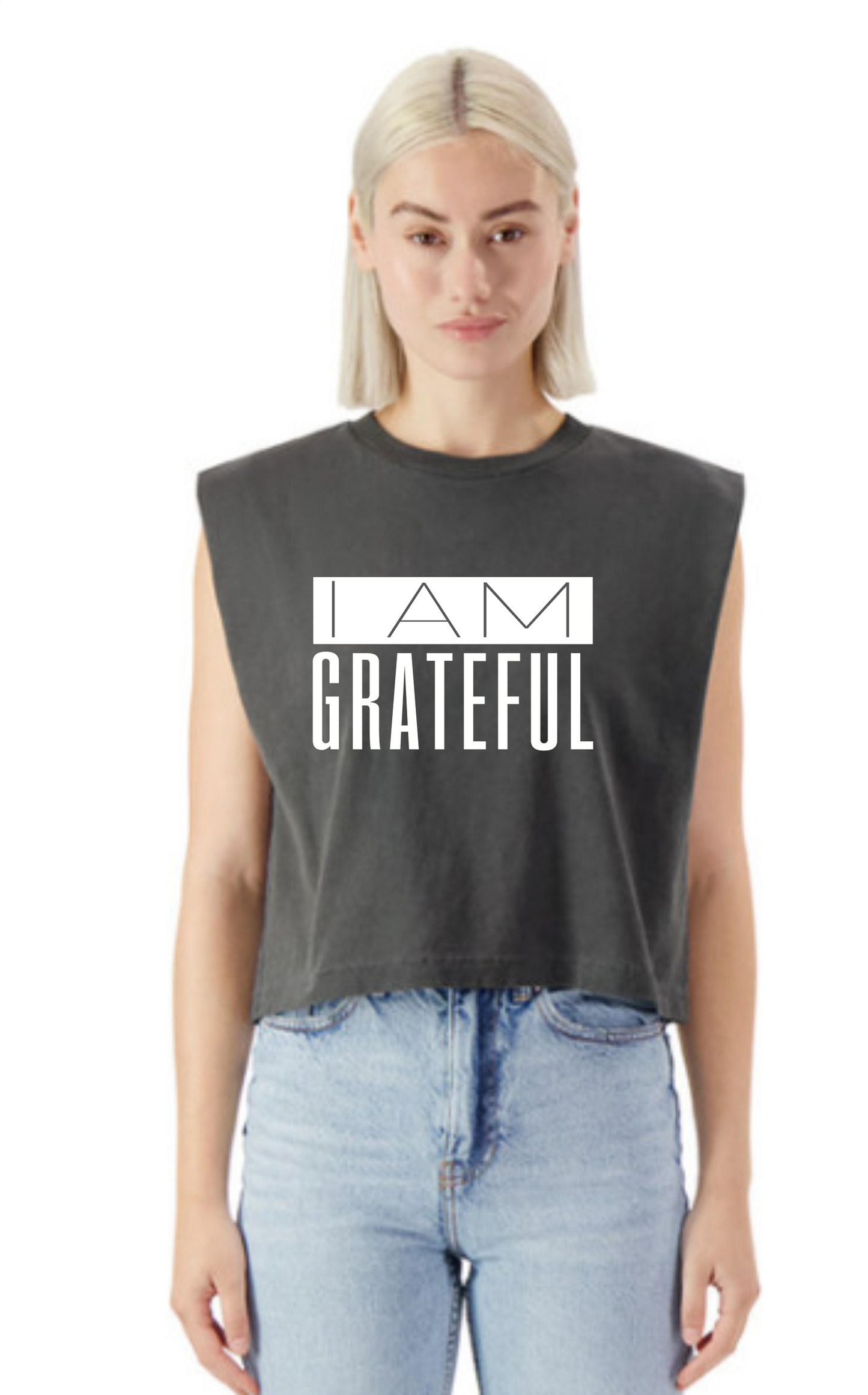 "I AM GRATEFUL" Vintage Cropped Tee